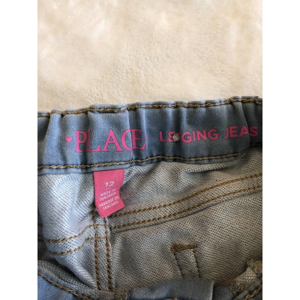 Childrens Place Girls Legging Blue Jeans Size 12 Skinny Stretch Waist Light Wash
